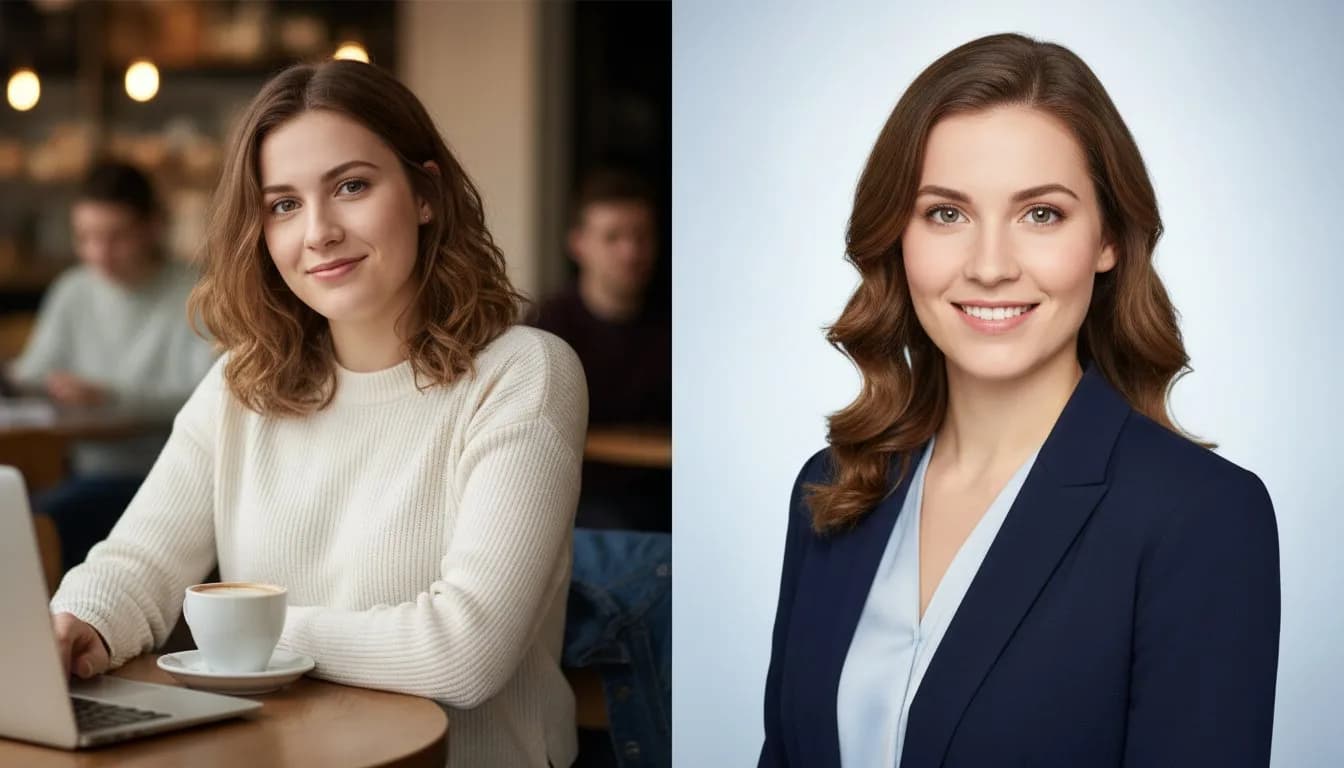 Из фото в кафе в деловой портрет для резюме — сделать деловое фото бесплатно