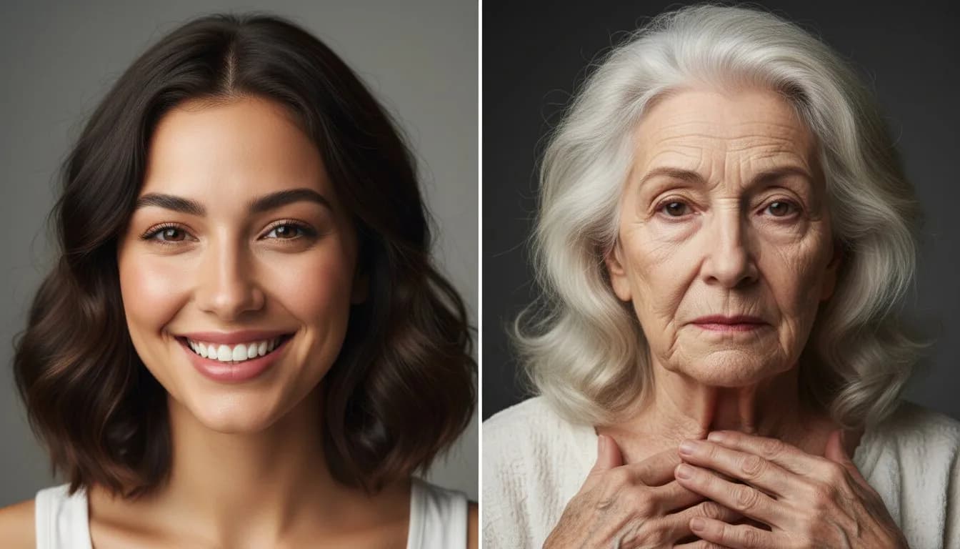 Состарить фото девушки онлайн — молодое лицо и состаренная версия нейросетью
