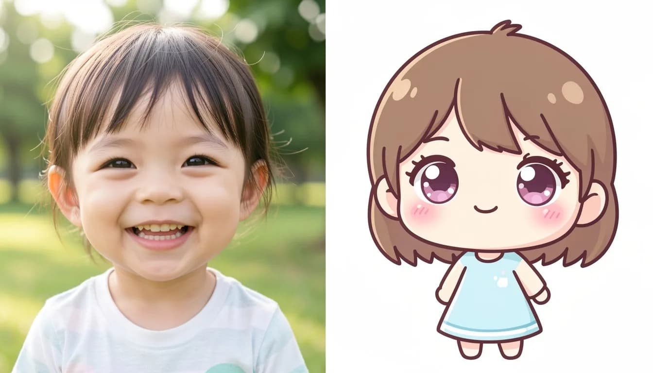 Детское фото в стиле чиби аниме — AI стилизация онлайн